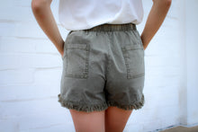 Load image into Gallery viewer, Army Green Fringe Hem Shorts
