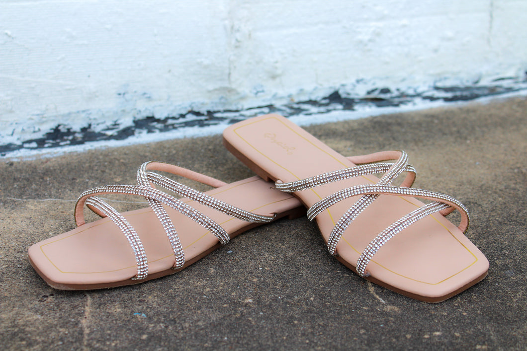 Nude Rhinestone Sandals